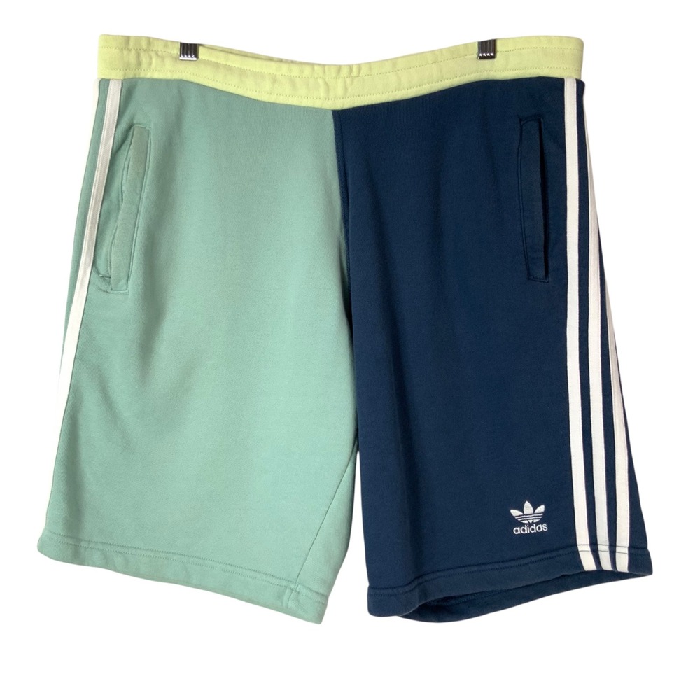 Adidas Originals Colorblock Sweat Shorts L Drawstring Elastic Waist 3-Stripes